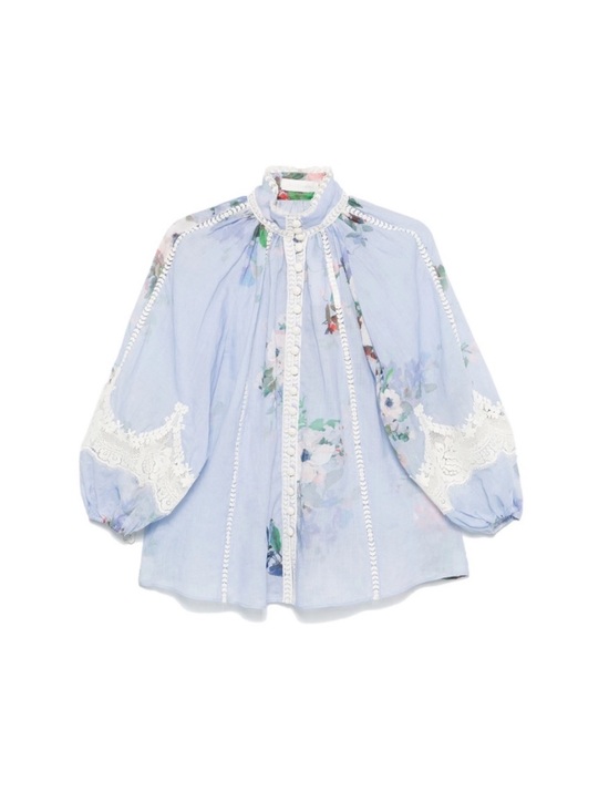 Zimmermann Tops - Zimmermann Everley Lace Trim Blouse Size0